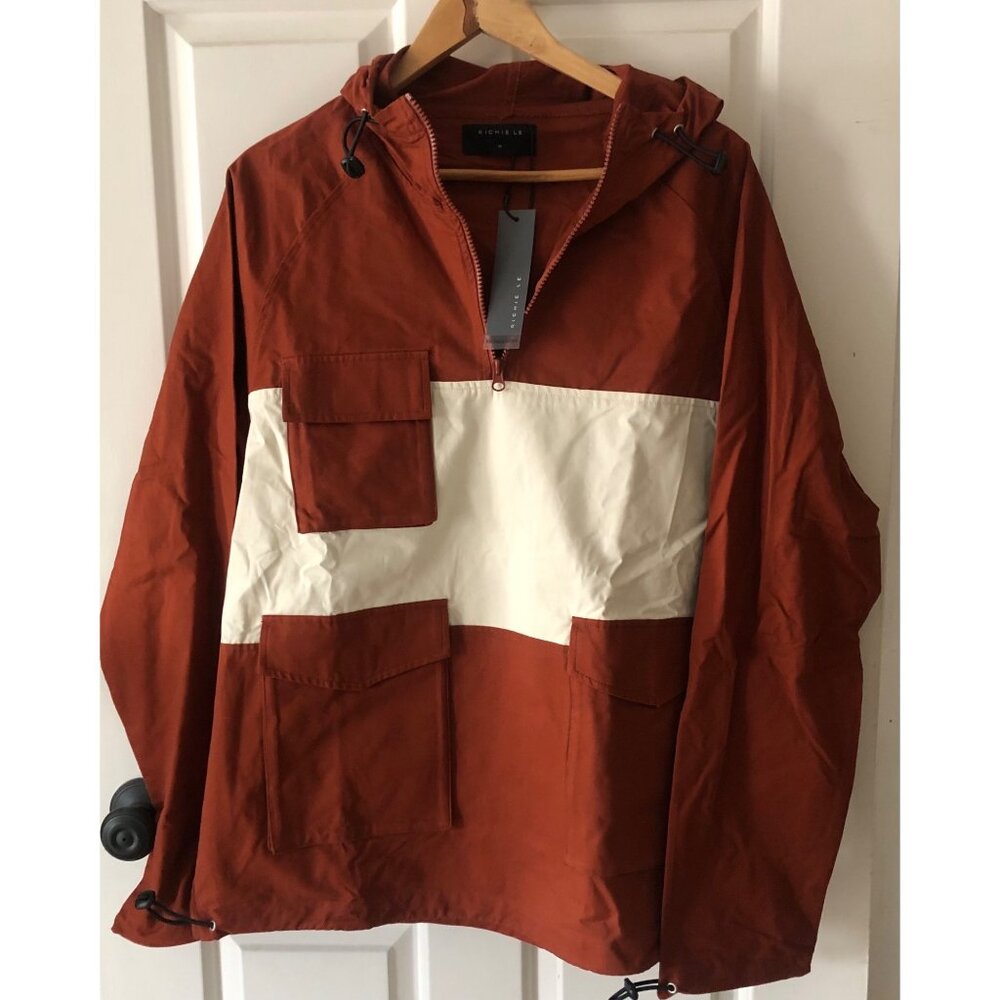NEW Richie Le Men's Stylish Rust and White Windbreaker Size Medium